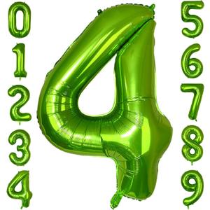 4 x 40 Inch Green Number Balloon 4, Large Number Foil Balloons Mylar for Girl Boy Birthday Party Celebration Decorations Supplies, Digital Balloons for Wedding Anniversary Events Decorations
