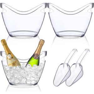3 Pcs Ice Bucket for Parties Champagne Drink Plastic Acrylic Bucket for Cocktail Mimosa Bar Beverage Tub with Scoops for Champagne