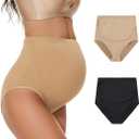Maternity Underwear Over Bump, Seamless Maternity Support Panties, 2 Pack