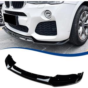 Front Lip Compatible with BMW (2015-2017) X3 F25 LCI (2015-2018) X4 F26 M-Sport Model ABS Gloss Black Bumper Air Splitter