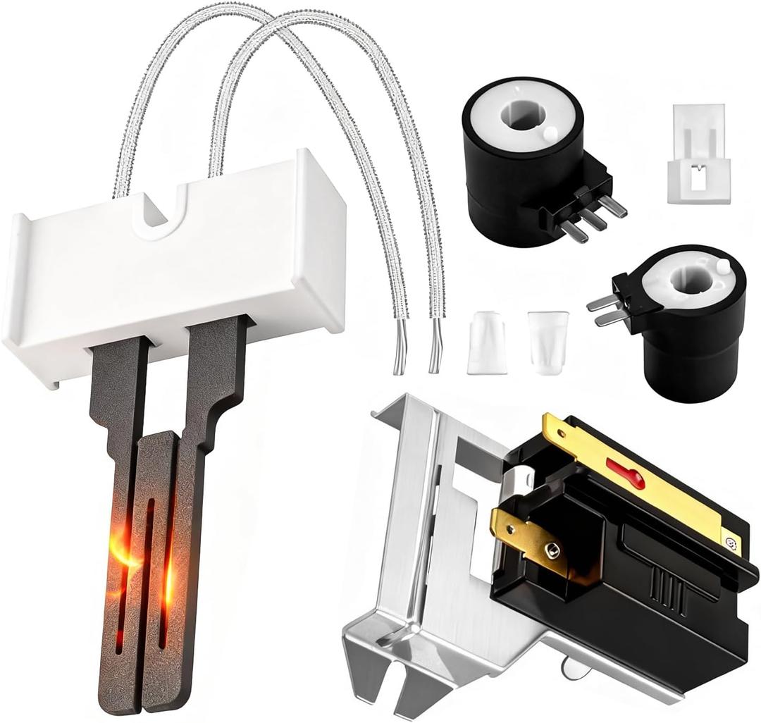 New Gas Dryer Repair Kit with 338906 Flame Sensor, 279311 Igniter & 279834 Gas Valve Coils - Replaces PS334310 AP3094138 WP338906, Compatible with Kenmore Whirlpool Maytag Gas Dryers