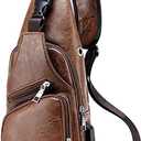 Seoky Rop Men's Sling Bag Small Chest Crossbody Shoulder Bag with USB Charging Port (Brown Leather)