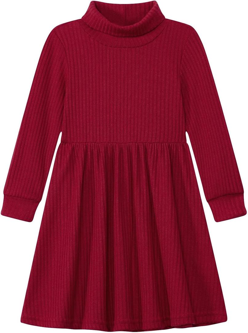 Vieille Toddler Baby Girls Fall Clothes Soft Knit Turtleneck Sweater Dress Long Sleeve Winter Outfits 2-6 Years