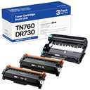 TN760 Toner Cartridge and DR730 Drum Unit Replacement for Brother TN 760 TN-760 TN730 DR-730 Compatible with MFC-L2710DW MFC-L2750DW HL-L2370DW DCP-L2550DW Printer (2 Toners, 1 Drum Unit, 3 Pack)