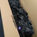  6ft Black Artificial Holiday Christmas Pencil Tree for Home, Office, Party Decoration w/ 608 Tips, Metal Hinges & Base