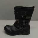 Skechers Lunacy Dragon Tattoo Black Buckled Faux Leather Combat Boots, 7