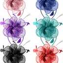 Crowye 6 Pcs Fascinators Hat Tea Party Headwear Ribbons Feather Women Flower Headband Hair Clip for Derby Events Wedding Carnival