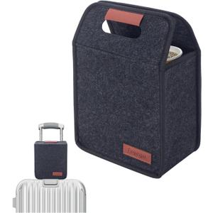 Portable Drink Holder - Foldable Travel Carrier with Reusable Insulated Coffee Cup, 2 Cup Holder, Free Your Hands (Dark Gray)