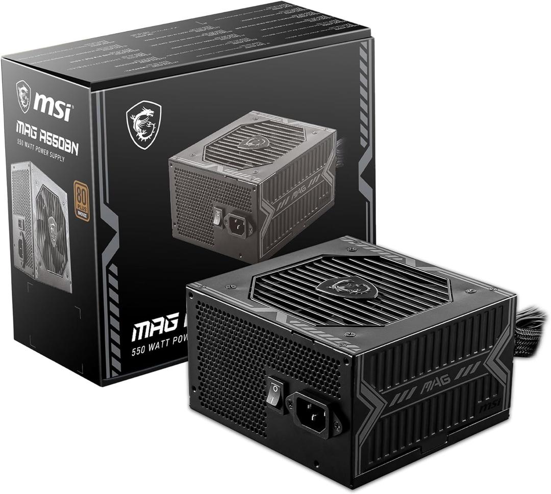 MSI MAG A550BN Gaming Power Supply - 80 Plus Bronze Certified 550W - Compact Size - ATX PSU