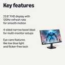 Amazon Basics 23.8-inch 1080P Computer Monitor, 120 Hz, HDMI, DP, VGA, VESA Compatible for Office, Home