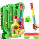 Mexican Cactus Piata, 4pcs Mexican Pinata Set Includes Cinco De Mayo Cactus Pinata Blindfold Mexican Piata Stick etc Mexican Fiesta Decorations Mexican Party Decorations