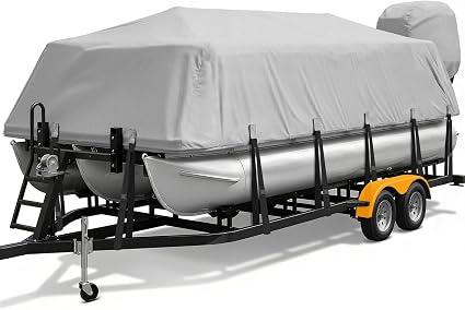 1200D Waterproof Pontoon Boat Cover 16-18 ft, Gray
Fits 16-18 ft Pontoon Boats up to 8 ft Beam, 12 Windproof Straps, Elastic Hem & Motor Cover, Heavy Duty UV Protection