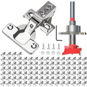 BESTEEL 100 Pack 1/2 inch Overlay Soft Close Cabinet Door Hinges for Kitchen Cabinet Hinge, 100 Degree Opening Angel, Stainless Concealed Kitchen Cabinets Hinge Self Closing with Drilling Tool &Manual