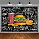Burger French Fries Backdrop, 7x5ft Vinyl, Cooking Theme Fast Food Photogarphy Background for Children Photo Shoot Studio Props BJDWPR78