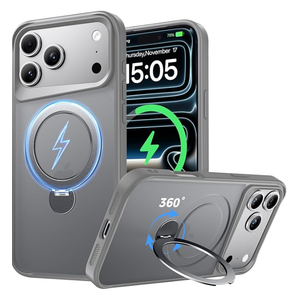 Compatible with iPhone 17 Pro Case, with 360 Magnetic Stand [Compatible with MagSafe] [Military Drop Protection] Shockproof Translucent Matte Case for 17 Pro 6.3 Inch, Grey