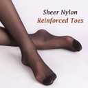 2 x ZIHUA 2 Pairs Sheer Tights for Women, 20 Denier Control Shaping Nylon Ladies Clear Pantyhose S-XL Black Nude (Black, L)