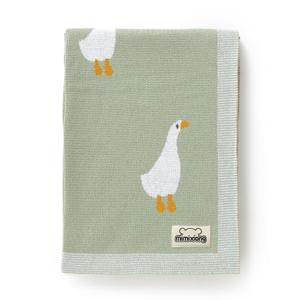 Mimixiong Baby Blanket Knit Receiving Boys Girls Blanket Soft Cotton Neutral Blanke for Swaddle Crib Stroller with Cute Goose (30x40 Inch (Pack of 1), Goose-Sage Green)