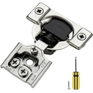 Ravinte 30 Pack 15 Pair 1/2 inch Overlay Soft Close Hidden Door Hinges for Kitchen Stainless Steel Adjustable Satin Nickel Cabinet Hardware