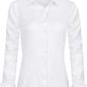 Women Dress Shirts Long Sleeve Button Down Shirt Wrinkle-Free Business Casual Blouse Office Work Tops,  S