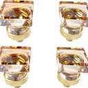 Crystal Cabinet Knobs Gold Drawer Knob Handles Decorative Glass Cupboard Pulls Champagne Color Home Kitchen Decor Square Shape 4 Pack