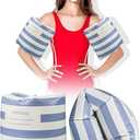 2 Pcs Arm Floaties PVC Inflatable Arm Band Striped Pool Floats Sleeves Swimming Arm Float Rings for Adult Girls and Boys Water Sports Learning Swim Training Summer Beach Party