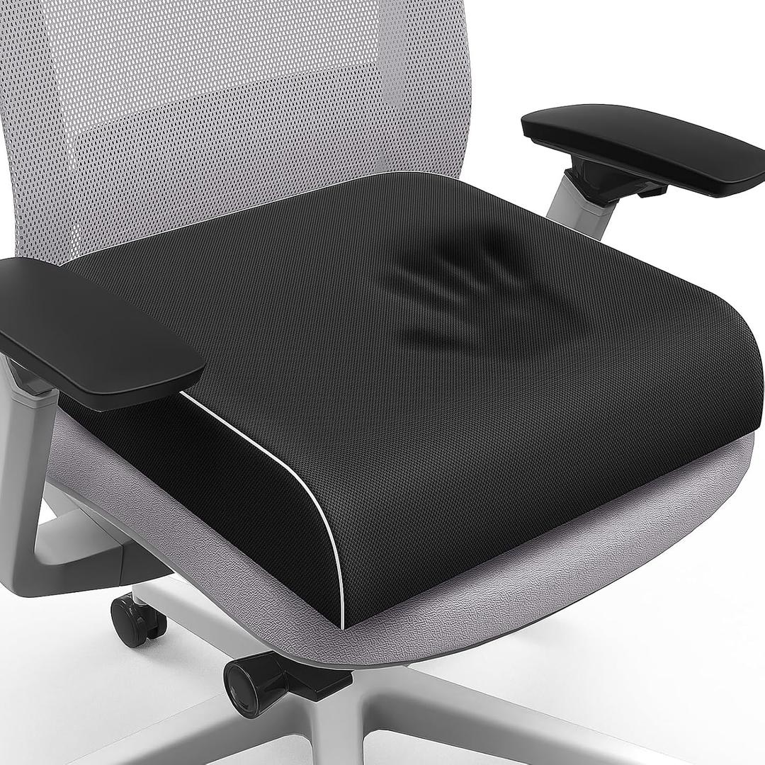 SweetSlubr Seat Cushion, Chair Pad, Memory Foam Tailbone Pain Relief
Office Chair Cushion for Tailbone Pain Relief, Non-Slip Cover, Soft Support for Office Chair, Car Seat,2X-Large/Black