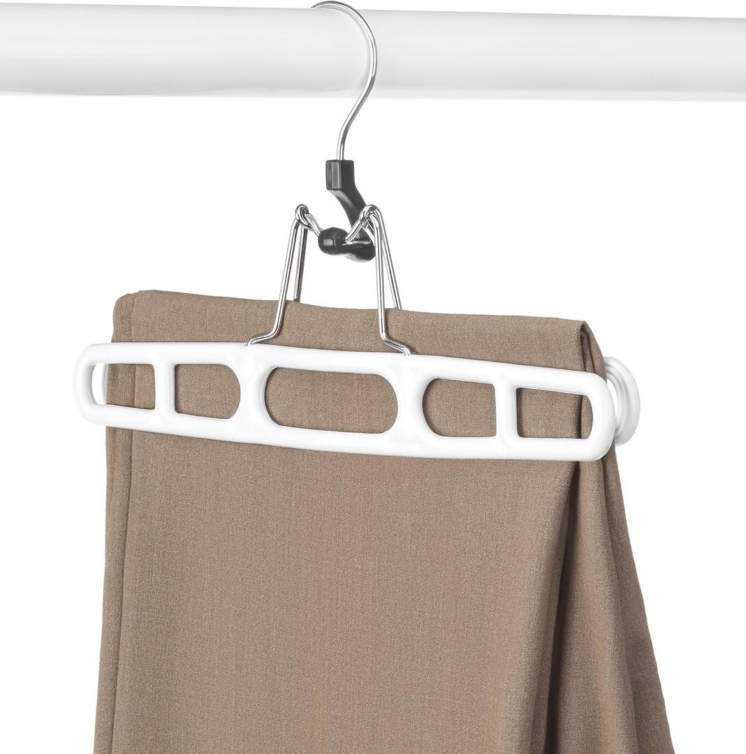 Whitmor Jawbreaker Slack Clamp Hangers - White and Chrome - Set of 10 (1.0"x11.13"x6.75")