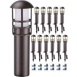 LEONLITE 12-Pack Low Voltage Landscape Pathway Lights 3W Landscape Lighting 12-24V LED Bollard Path Lights Wired CRI 90+ Aluminum Pathway Lighting for Walkway Yard Garden, ETL Listed, 3000K Warm White