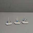 Juvale Set of 3 Mini Wooden Sailboat Models for Beach Nautical Home Decor, Miniature Boat Decorations, & Coastal Decor