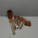 9 Piece Natural Teak Wooden Kitchen Utensil Set with Spoon Rest - Comfort Grip Cooking Spoons and Utensils Holder