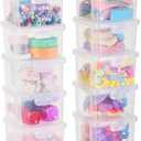 10-Pack Small Plastic Containers with Lids, Clear Stackable Storage Boxes & Bins Organizer for Bead Organizer, Craft Storage, Stickers, Jewelry & Small Items  Square Small