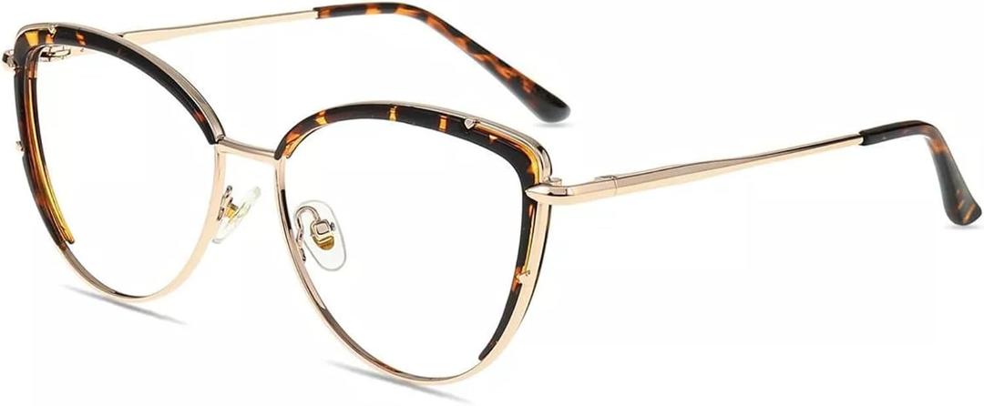 Firmoo Blue Light Blocking Glasses,Anti Eye Strain Anti Headache UV Cut, Cateye Computer Reading Glasses with magnification (Tortoise Gold)