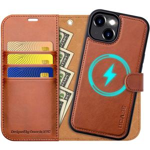 OCASE for iPhone 15 Plus Detachable Wallet Case with Card Holder, [2 in 1] PU Leather Flip Folio Case with RFID Blocking Magnetic Stand Removable Shockproof Phone Cover 6.7 Inch, Brown