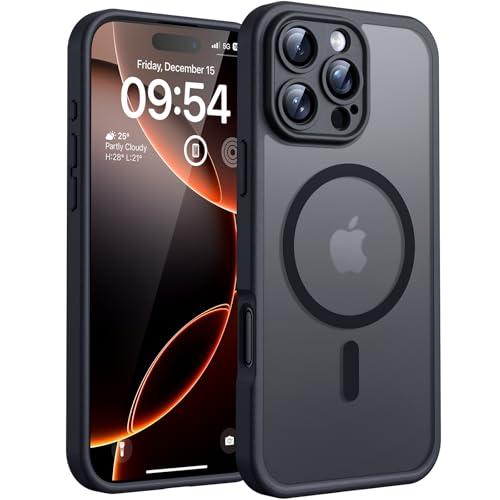 TOCOL for iPhone 16 Pro Max Case, Compatible with Magsafe, Full Camera Protection, Drop Protection, Magnetic Translucent Matte Back Bumper Phone Case for 16 Pro Max 6.9-Inch (Black)
