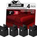 4Pack Bed Risers with Adjustable Screw Clamp, Fit Thickness of Furniture Frame from 0 to 2 Inch, Elevation in Heights 2" Heavy Duty Risers for Lifting Couch Desk Table Cabinet Nightstand, Black