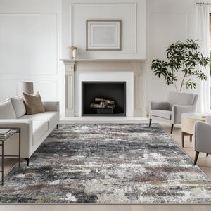Area Rugs 9x12 for Living Room Bedroom, Large Modern Abstract Machine Washable Soft Dark Gray Rug, Floor Carpet with Non Slip Backing for Dining Room Area Rugs 9x12 for Living Room Bedroom, Large Modern Abstract Machine Washable Soft Dark Gray Rug, Floor Carpet with Non Slip Backing for Dining Room