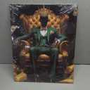 BJYCHG Black Man Wall Art Black King Wall Decor African King Pictures Afro Crown Canvas Prints Green Gold Paintings for Man Bedroom Living Room Office Frame (20L x 16W)