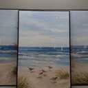 Large Framed Coastal Wall Art - Summer Beach Lanscape Wall Decor Painting 24"x36" Set of 3 Seabird Lighthouse Prints Ocean Waves Canvas Pictures for Living Room Bedroom Office Artwork (Blue)