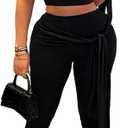 Vssjavun Women's 2 Piece Outfits Sexy Sleeveless One Shoulder Crop Tops Bodycon Capri Pants Sets (Large, Black)