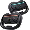 JSAUX Steering Wheels for Nintendo Switch 2 JoyCon Controller, Compatible with Mario Kart 9/8 Deluxe, Realistic Racing Experience with Comfortable Grip, Switch 2 JoyCon Controller Accessories2X Black