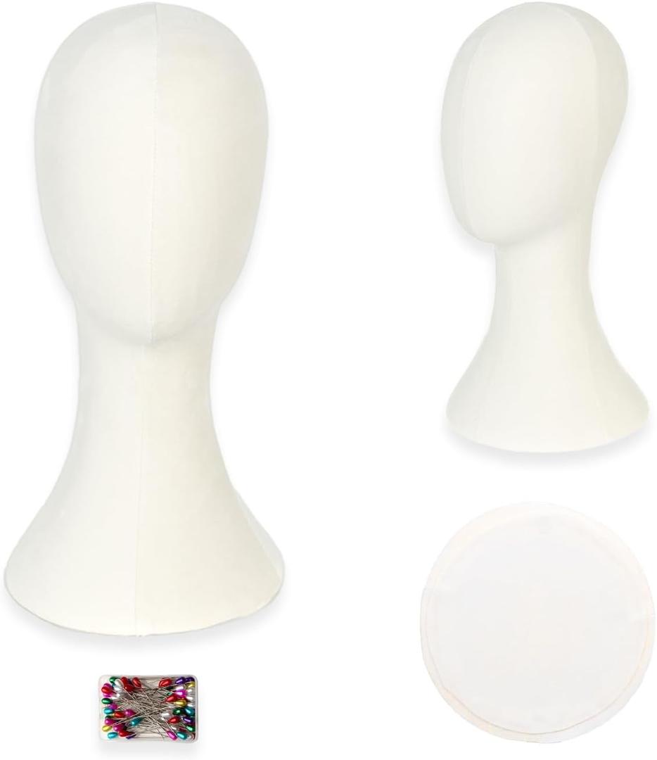 Wig Head Stand Mannequin Head Hat Display Stand Velvet Wig Holder for Mask, Headdress, Necklace (White)