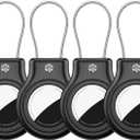 4 Pack Waterproof AirTag Holder for AirTag 1st & 2nd Generation,AirTag Keychain with Secure Lock,AirTags Case Cover for Apple AirTag Accessories for GPS Item Finder Tracker Luggage, Bag,Key,Pet,Black