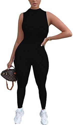 LuFeng Women's Sexy Sleeveless Zipper Bodycon Party Club Long Rompers Jumpsuit, Size S