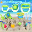 Beach Toys, Farm Theme Sand Toys for Kids Boys and Girls with 2 Truck, 2 Collapsible Bucket, Sand Castle Building Kit, Molds, Mesh Bag, Farm Animals, Tools, Indoor Outdoor Toys for Kids Ages 3-10
