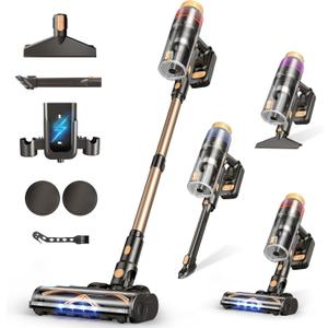 PEDOOLO Cordless Vacuum Cleaner, Upgraded 650W 55KPA 70Mins Vacuum Cleaners for Home, Self-Standing Stick Vacuum, Wall Mount Charge & Touch Screen, Anti-Tangle for Pet Hair Carpet Hardwood Floor Car