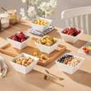 Porcelain Small Serving Bowls Set of 6, 13 Oz Square Cereal Bowls, 4.6" White Ceramic Dessert Bowls for Salad, Dip, Soup, Snack, Fruits, Small Portions, Dishwasher & Microwave Safe, 4.6 x 2.5 inches
