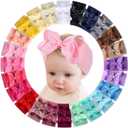 OAOLEER 24PCS Baby Girls Bows Headbands, Nylon Hairbands Ribbon Bow Elastic Hair Accessories for Newborns Infants Toddlers and Kids (Baby Headbands)