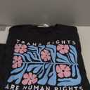 Trans Rights are Human Rights Boho Floral Transgender Pride T-Shirt, Size L