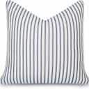 Crumbs Home California Casual Coastal Indoor Outdoor Throw Pillow Cover, 22"x22" Water Repellent for Patio, Backyard, Couch, Poolside, Dark Navy Print Wave Stripes