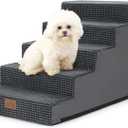 COZY KISS Dog Stairs for Small Dogs 17.7" H, 5-Step Gentle Incline Pet Step for Couch and Beds, Non-Slip Dog Ramp for Puppy Doggie Senior Cats, 17.7x29.5x17.7 Inch, Charcoal Grey